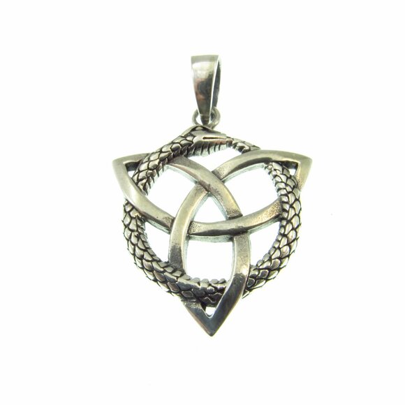 Solid 925 Sterling Silver Viking Ouroboros Snake Pendant - Celtic Infinity Knot - Picture 4 of 9
